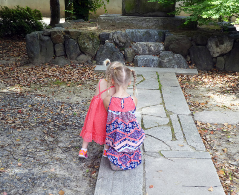 Our two little girls at the temple grounds in Japan