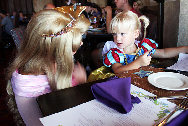 Cinderella's Royal Table, Disney Dining Plan, Disney Castle, Walt Disney World, Snow White, Cinderella, Aurora, Ariel, diapersonaplane, Diapers On A Plane, Traveling with kids, family travel