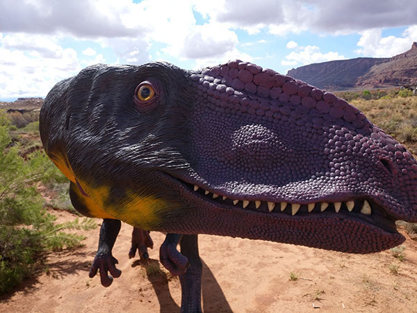 Close up view of Moab Giants Dinosaurs