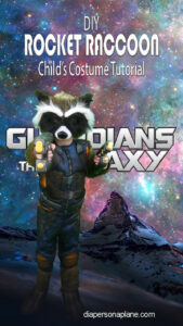 Rocket Raccoon Halloween Costume, Guardians of the Galaxy, Halloween Costume Tutorial, Diapers on a plane, diapersonaplane, traveling with kids, creating family memories, family travel