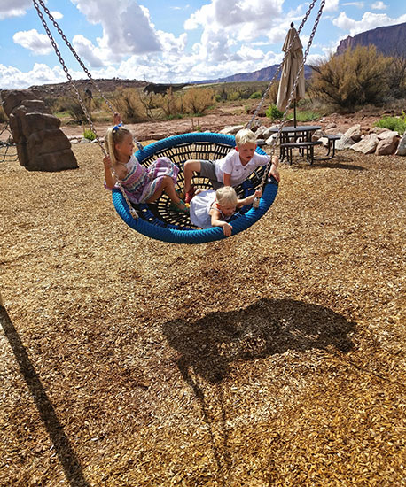 Oversized Swing on the playground at Moab Giants