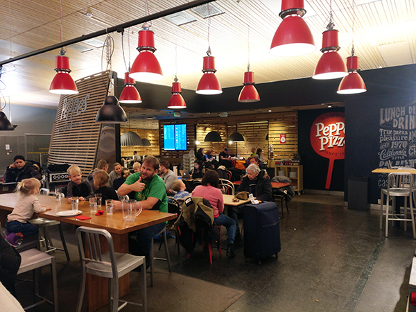 Airport Food, Pepe's Pizza, Oslo, OSL, Norway, traveling with kids, family travel, misadventures, diapersonaplane, diapers on a plane